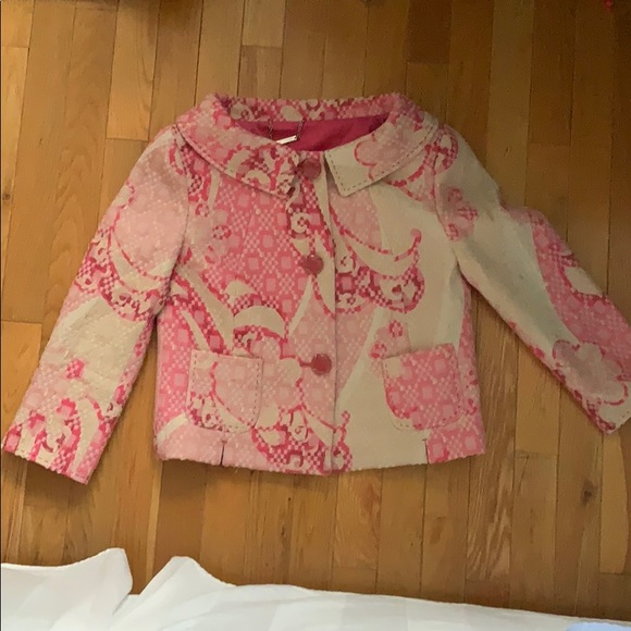 Elie Tahari boat neck vintage pink paisley jacket - Picture 1 of 4